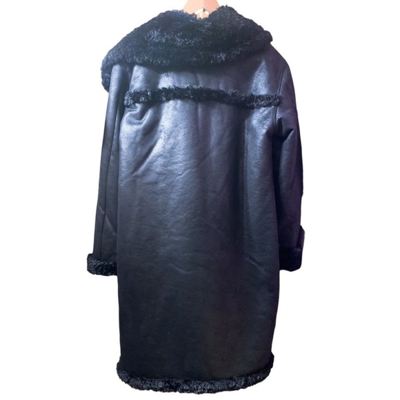 nwt $340 Anthropologie NVLT Black Trench Coat Vegan Faux Fur Jacket Size Small - Picture 9 of 17